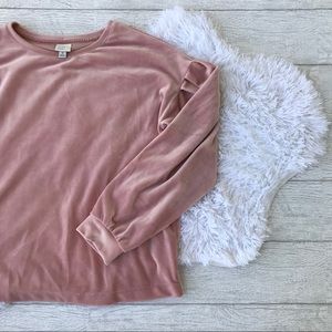 NWOT A New Day Pink Velvet Long Sleeved Sweater